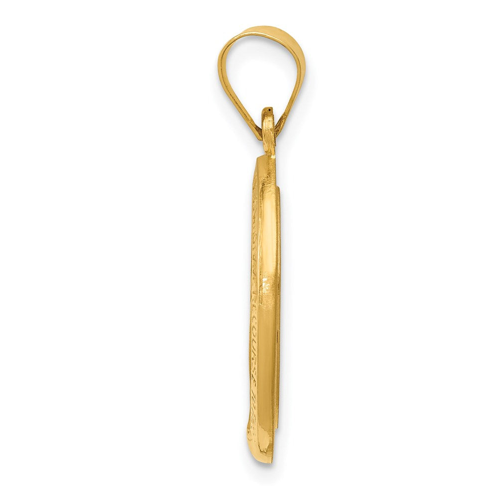 14k Yellow Gold 14k Hollow Polished And Satin Miraculous Medal Pendant