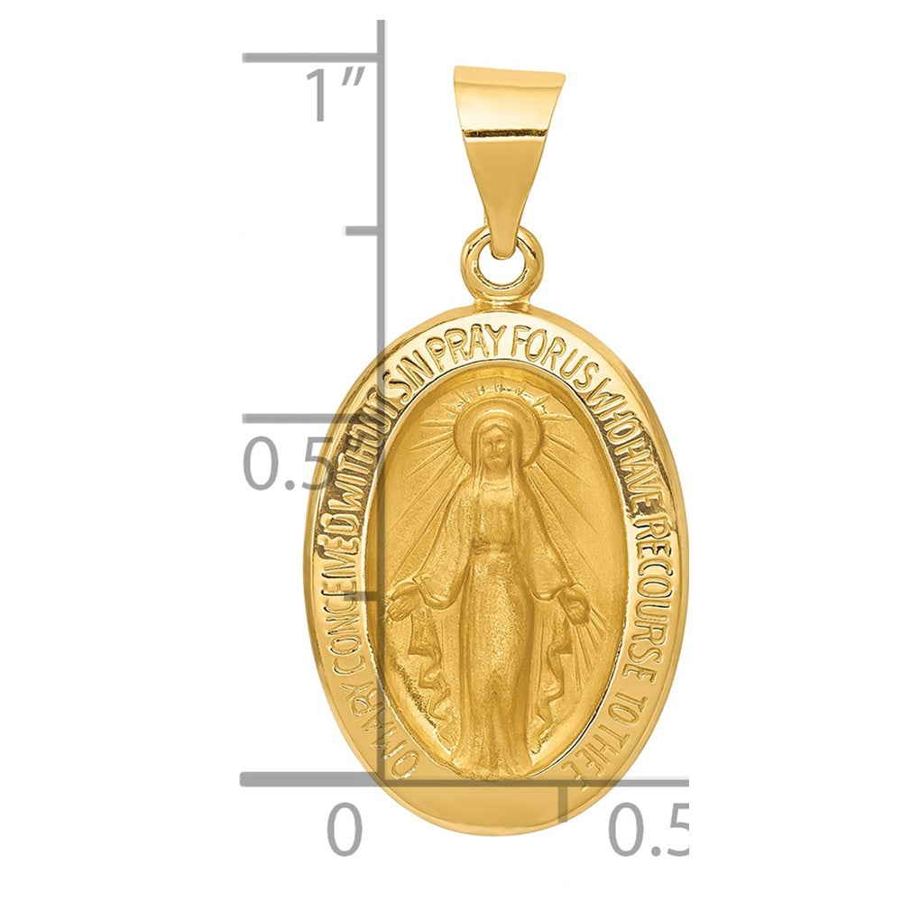 14k Yellow Gold 14k Hollow Polished And Satin Miraculous Medal Pendant