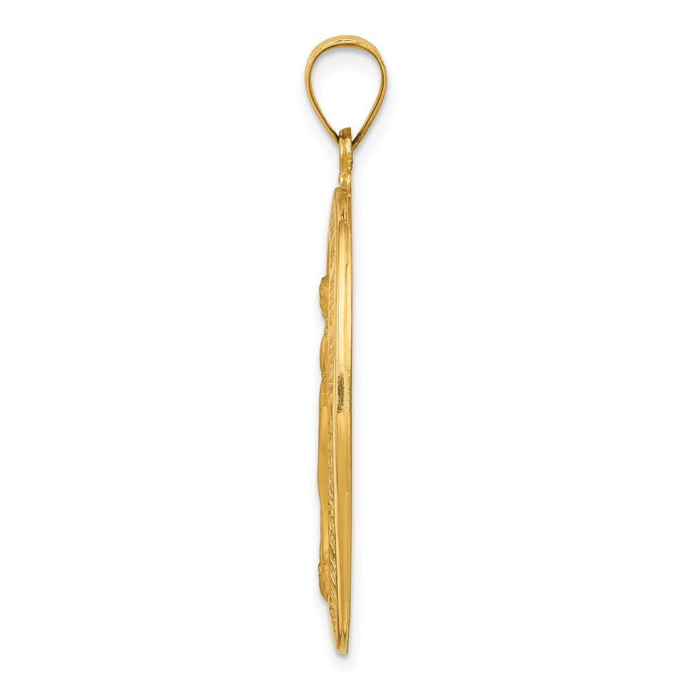14k Yellow Gold 14k Hollow Polished And Satin Miraculous Medal Pendant