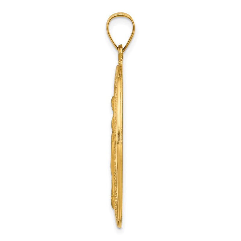 14k Yellow Gold 14k Hollow Polished And Satin Miraculous Medal Pendant