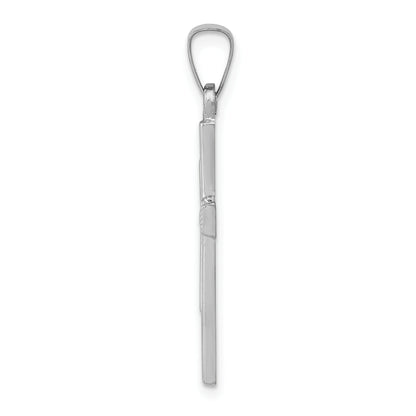 14K White Gold Brushed And Polished Latin Cross Pendant