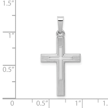 14K White Gold Brushed And Polished Latin Cross Pendant