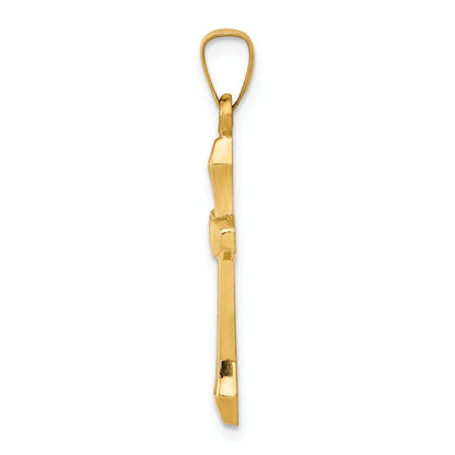 14k Yellow Gold 14k Textured and Polished Latin Cross Pendant