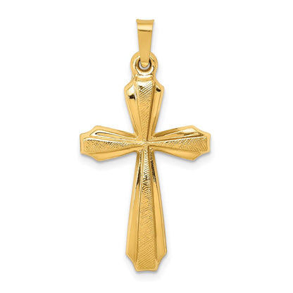 14k Yellow Gold 14k Textured and Polished Passion Cross Pendant