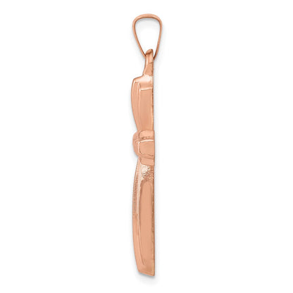 14k Rose Gold 14K Rose Gold Textured And Polished Passion Cross Pendant
