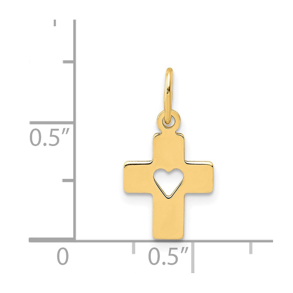 14k Yellow Gold 14k Polished Cross with Heart Pendant