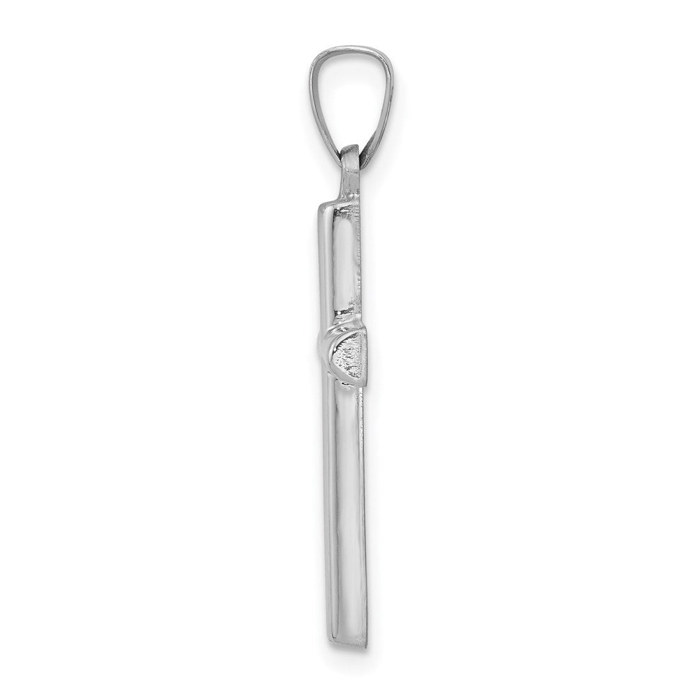 14k White Gold 14K White Gold Brushed and Polished Hollow Latin Cross Pendant