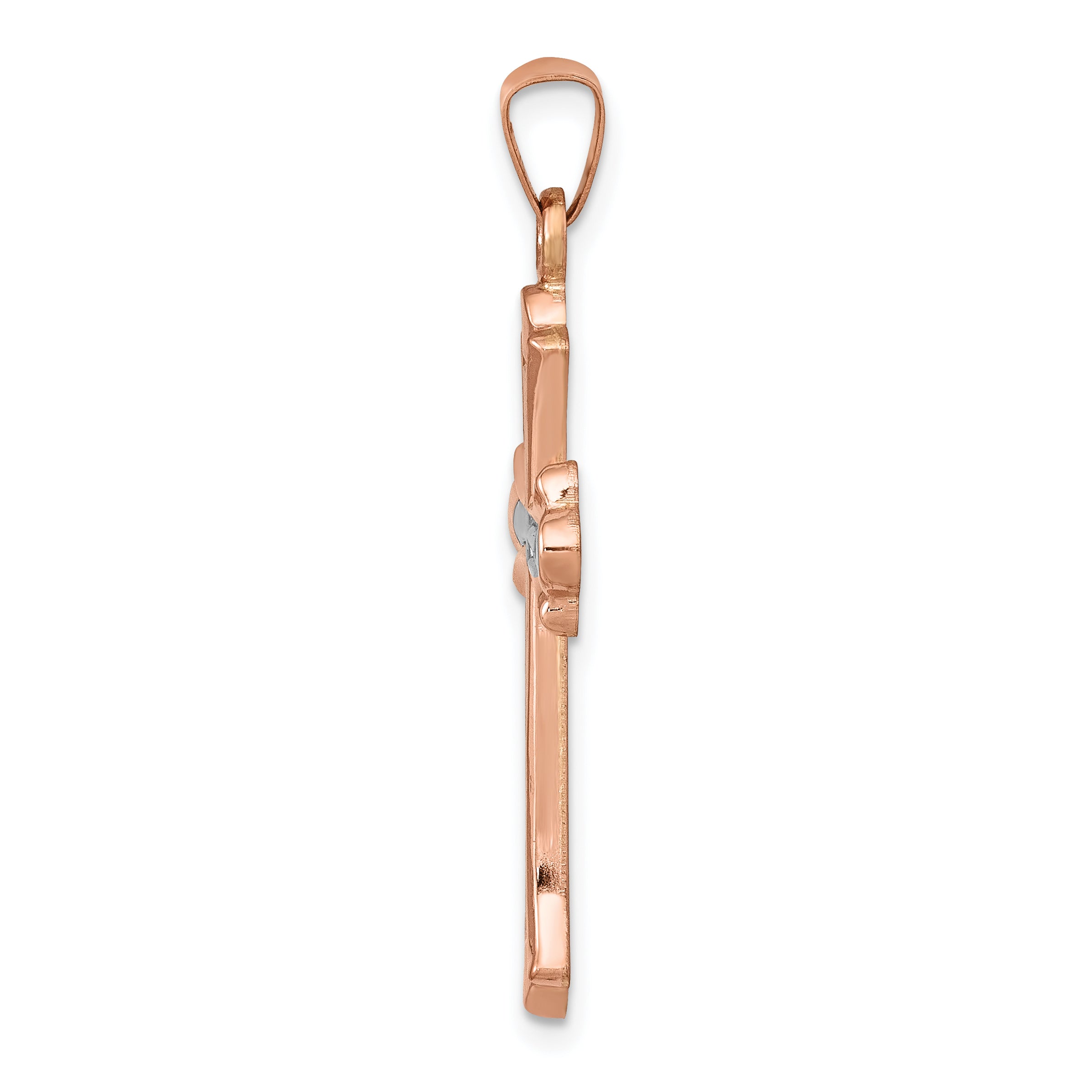 14k Rose Gold 14K Rose Gold W/ White Rhodium Cross Pendant