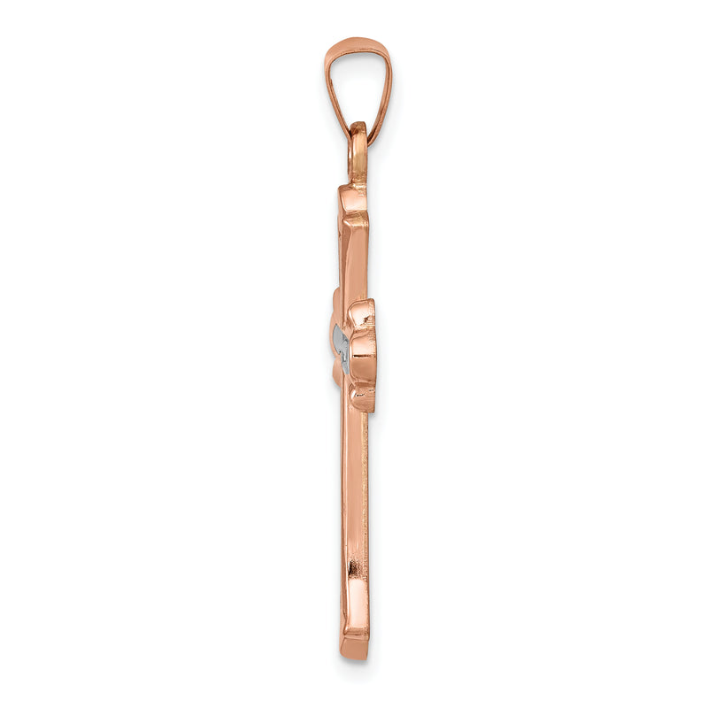 14k Rose Gold 14K Rose Gold W/ White Rhodium Cross Pendant