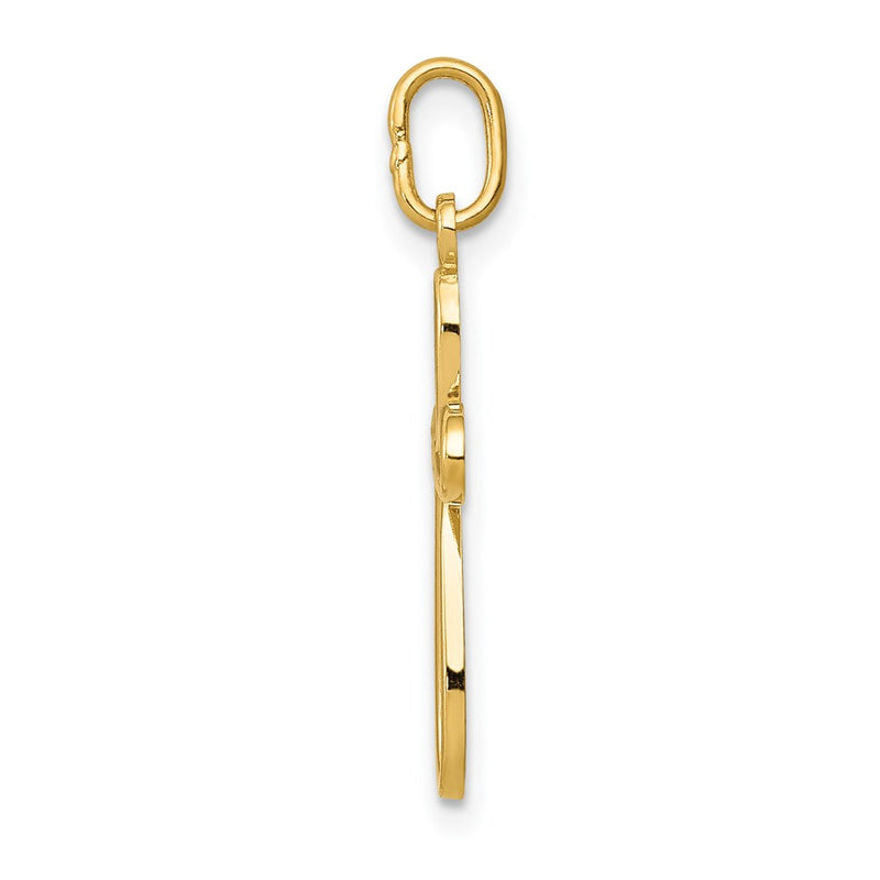 14k Yellow Gold 14k Gold Polished Small Ribbon Cross Pendant