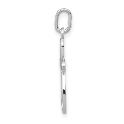 10K White Gold Polished Small Ribbon Cross Pendant