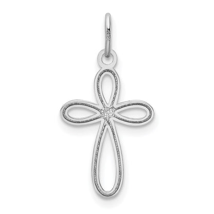 14k White Gold 14k White Gold Polished Small Ribbon Cross Pendant