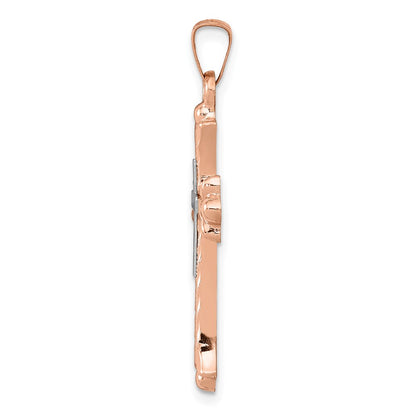 14k Two-tone 14K Two-Tone Budded Cross Pendant