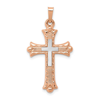 14k Two-tone 14K Two-Tone Budded Cross Pendant
