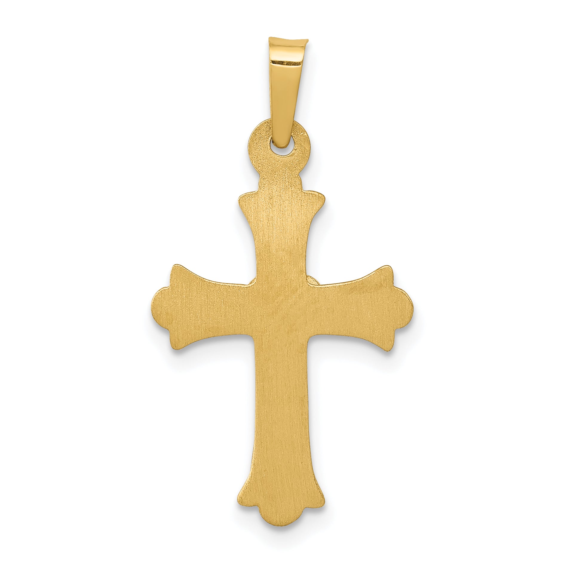 14K Yellow & Rhodium Diamond Fleur De Lis Cross Pendant
