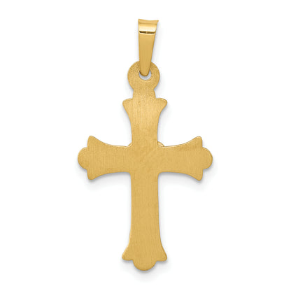14K Yellow & Rhodium Diamond Fleur De Lis Cross Pendant