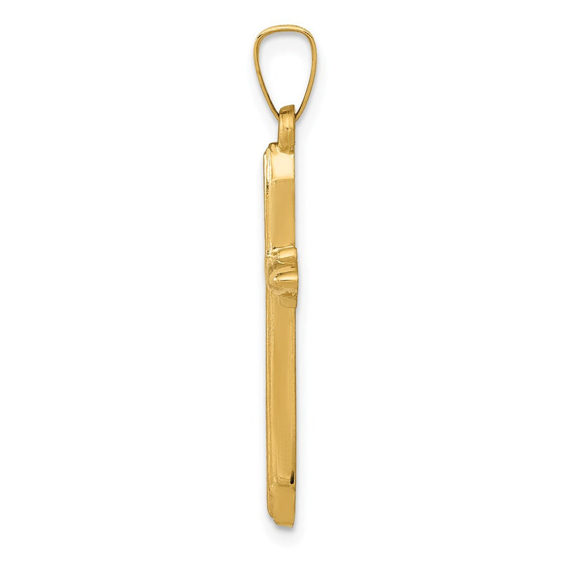 14k Yellow Gold 14k Textured and Polished Passion Cross Pendant