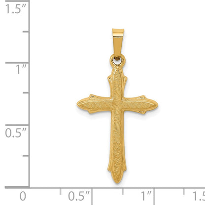 14k Yellow Gold 14k Textured and Polished Passion Cross Pendant