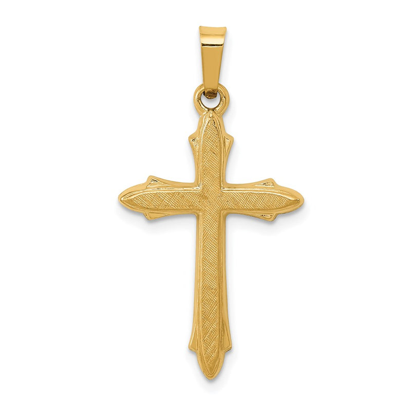 14k Yellow Gold 14k Textured and Polished Passion Cross Pendant