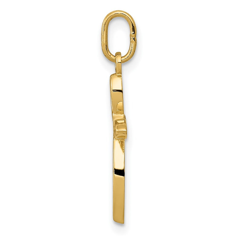 14k Yellow Gold 14k Gold Polished Small Ribbon Cross Pendant