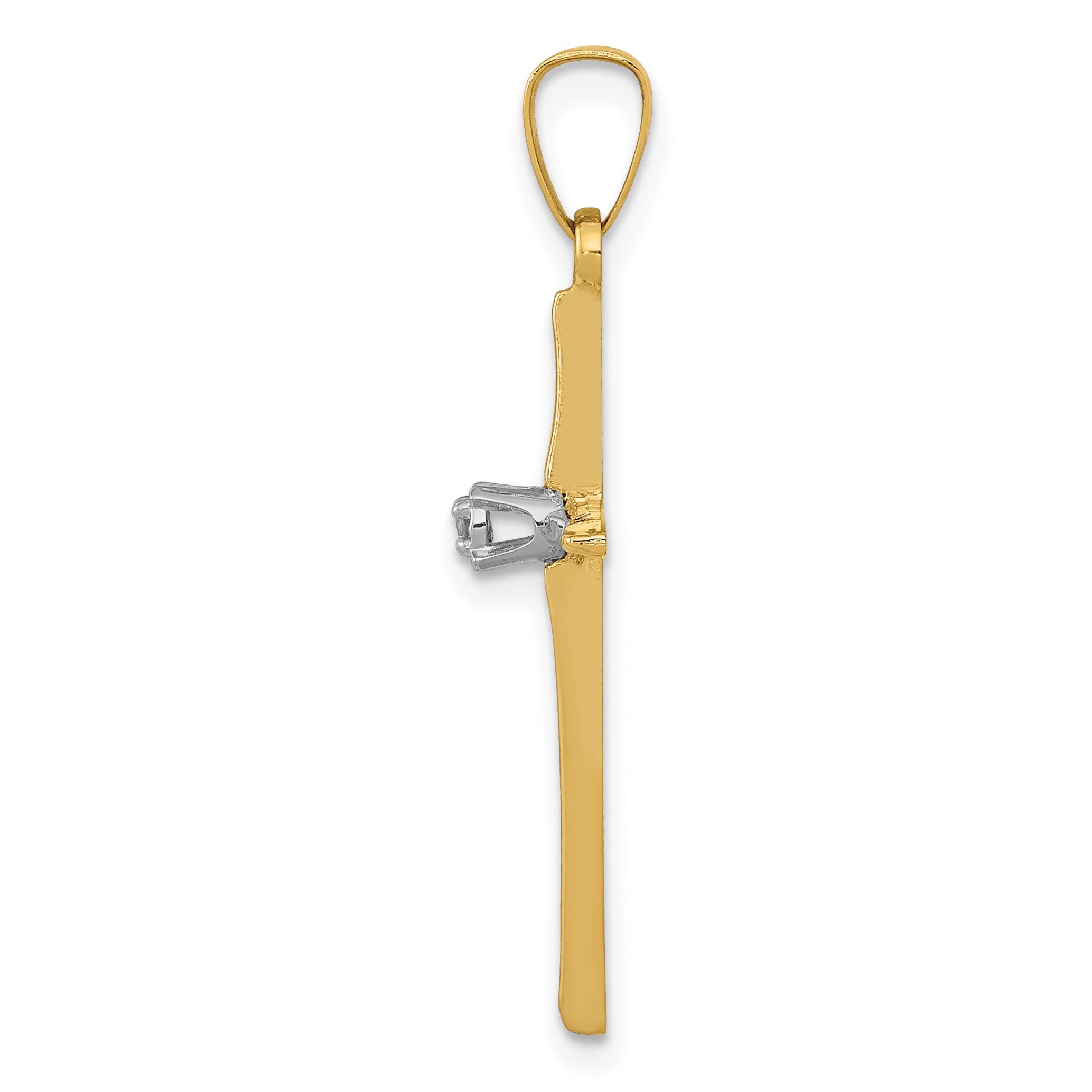 14K Yellow Gold Diamond Polished Passion Cross Pendant