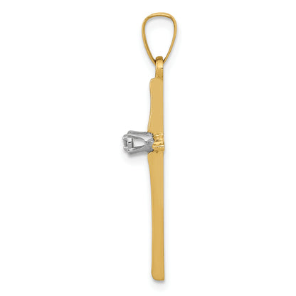 14K Yellow Gold Diamond Polished Passion Cross Pendant