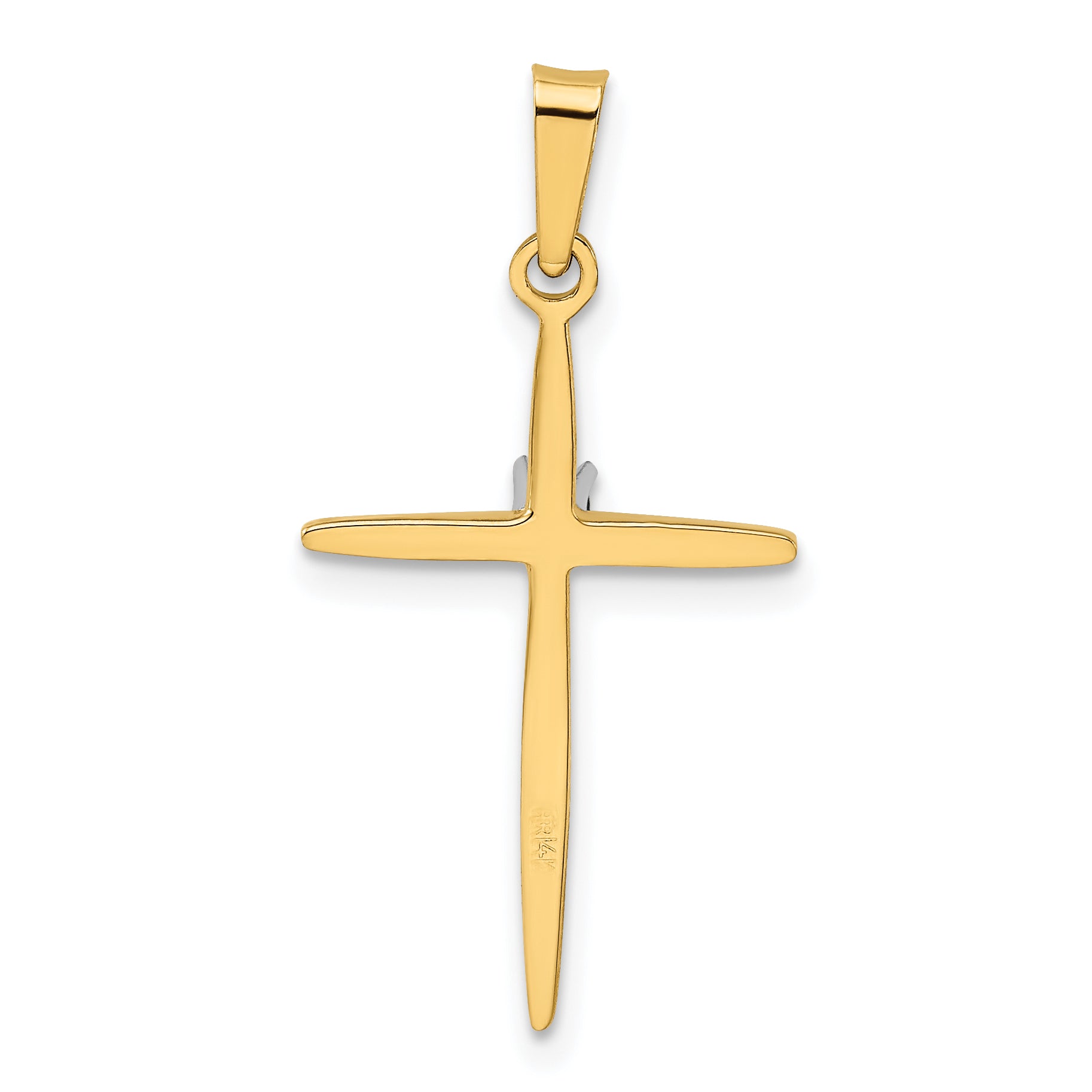 14K Yellow Gold Diamond Polished Passion Cross Pendant