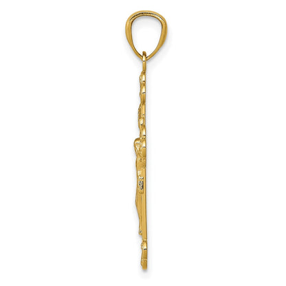 14k Yellow Gold 14k Gold Polished INRI Medium Crucifix Pendant