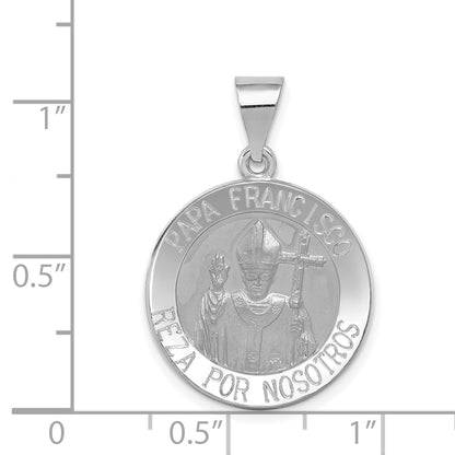 14k White Gold 14K White Gold Satin and Polished Hollow Pope Francisco Medal