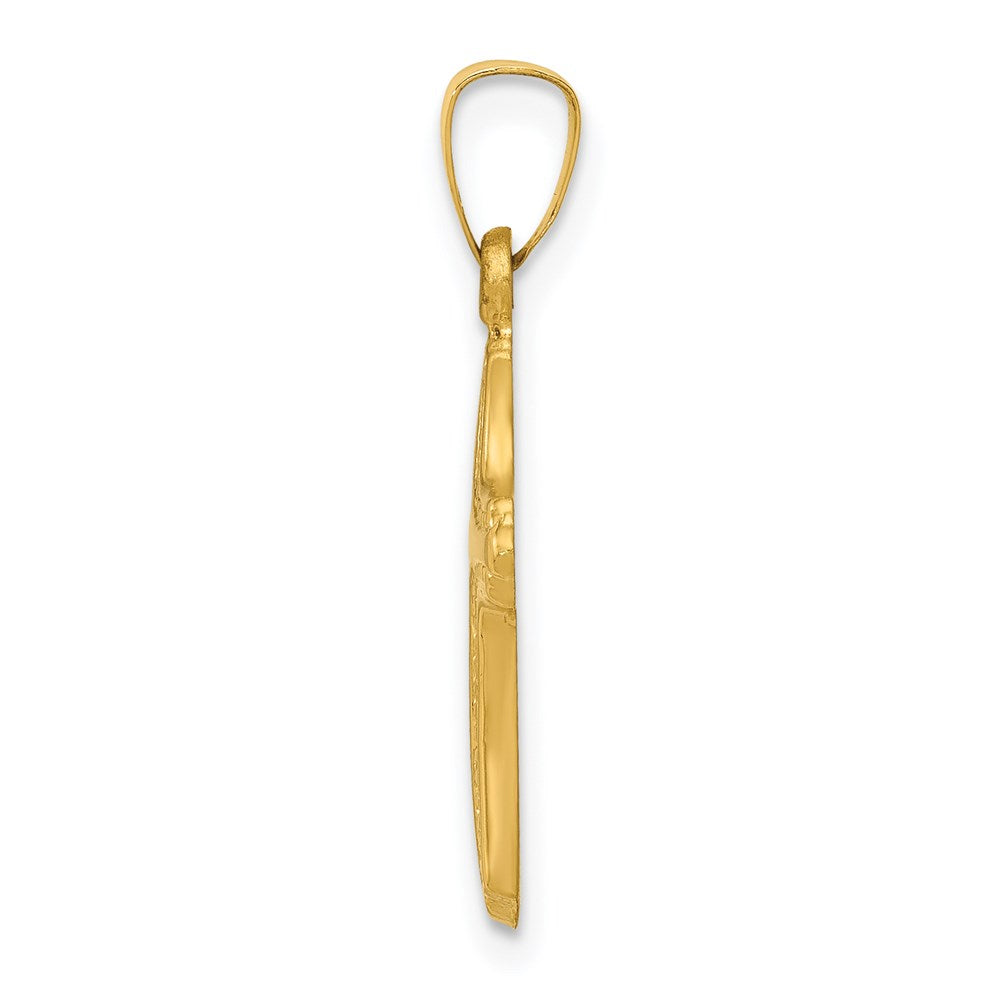 14k Yellow Gold 14k Polished and Textured Cross Pendant