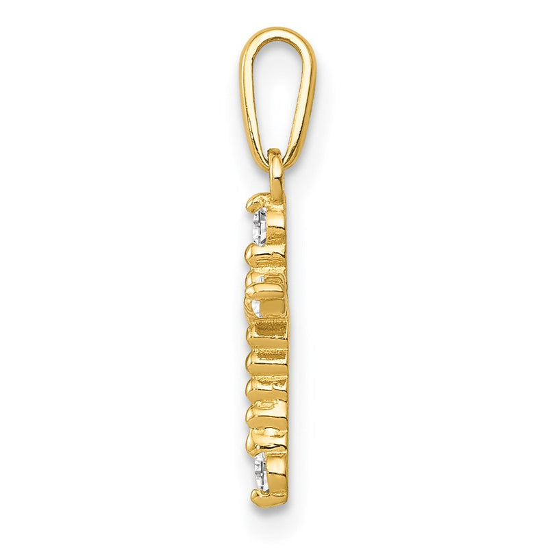 14k Yellow Gold 14k Polished Beaded CZ Cross Charm