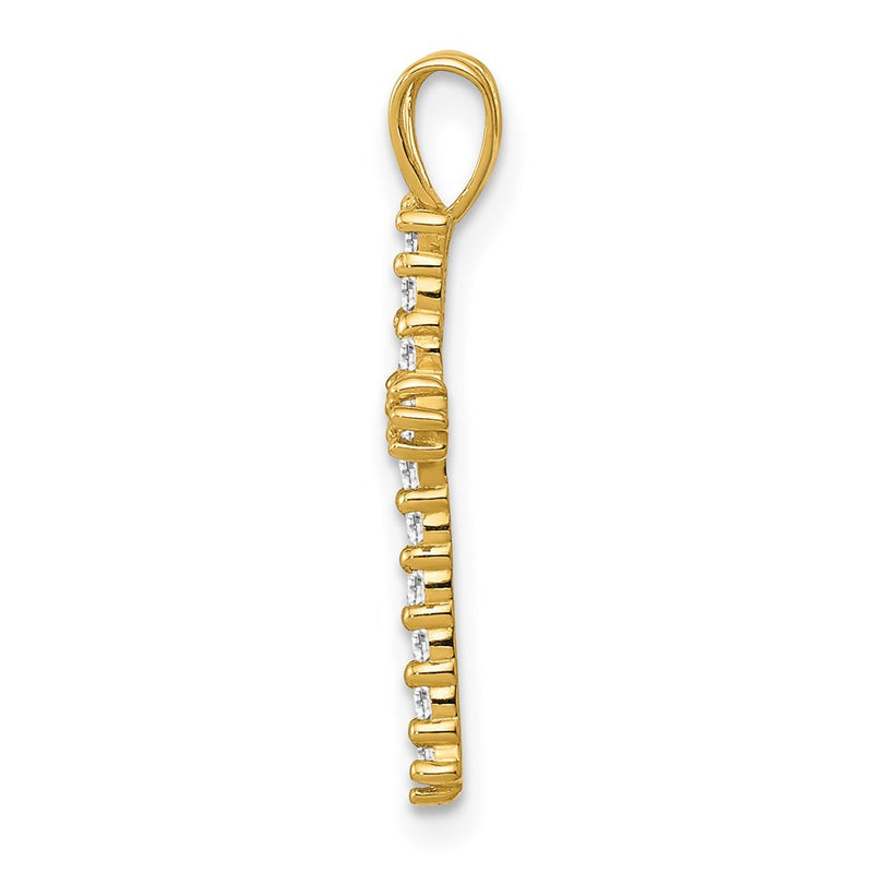 14k Yellow Gold 14k Polished CZ Cross Chain Slide
