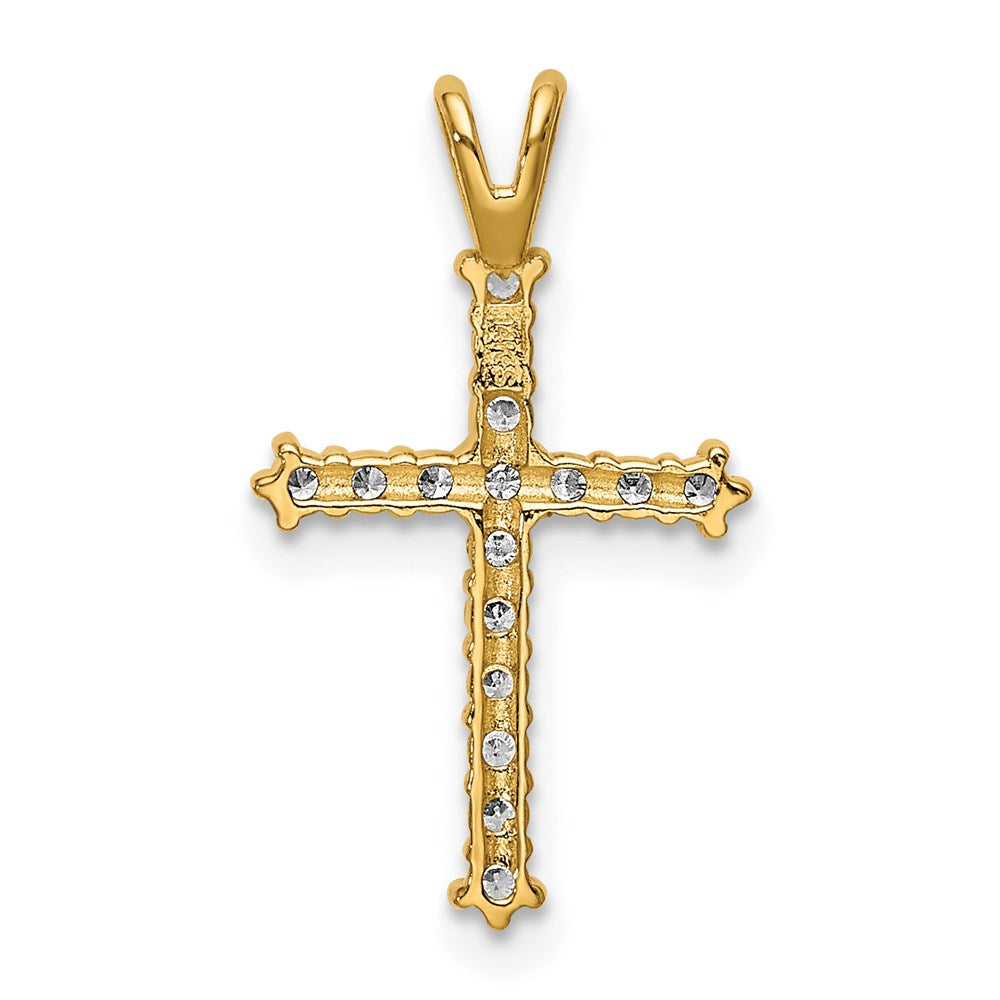 14k Yellow Gold 14k Polished CZ Cross Chain Slide