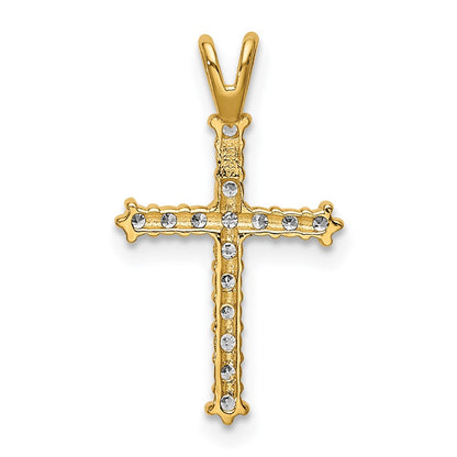 14k Yellow Gold 14k Polished CZ Cross Chain Slide