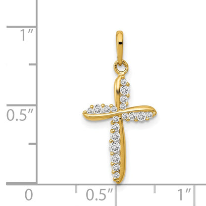 14k Yellow Gold 14k Polished CZ Cross Charm
