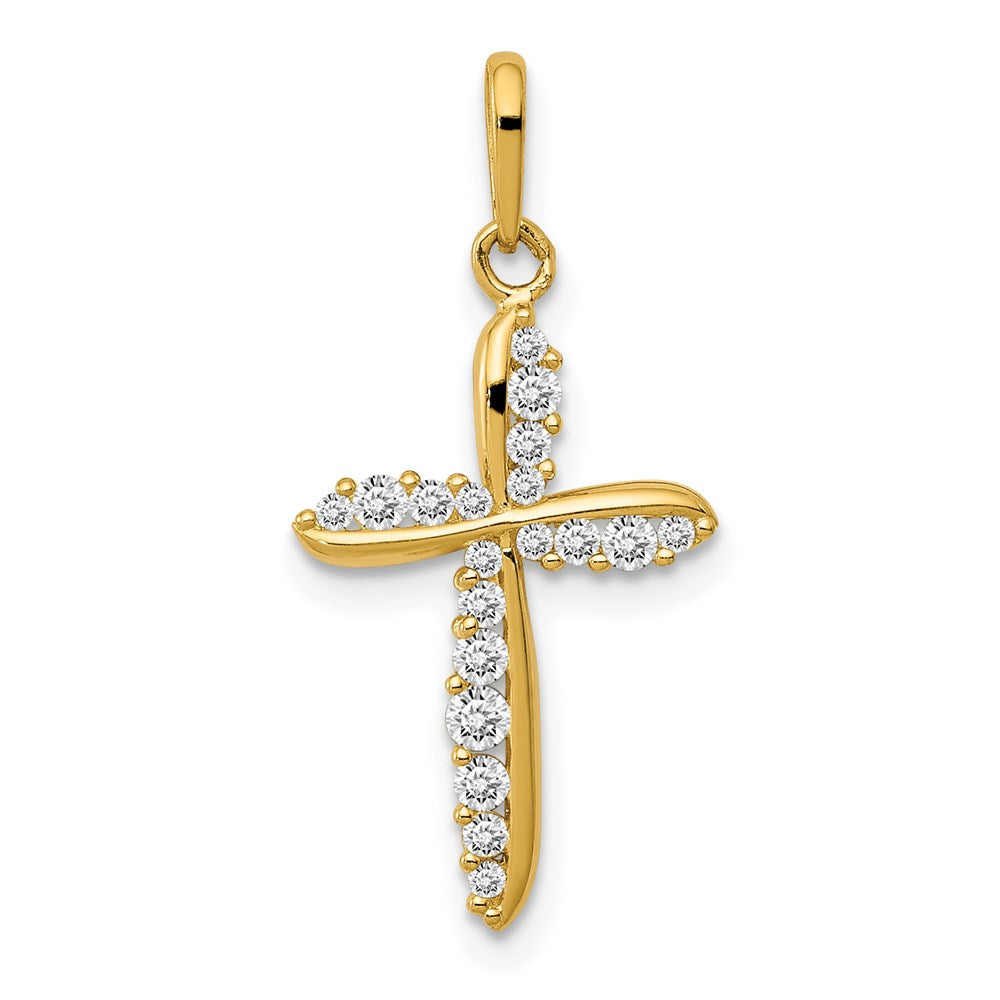 14k Yellow Gold 14k Polished CZ Cross Charm