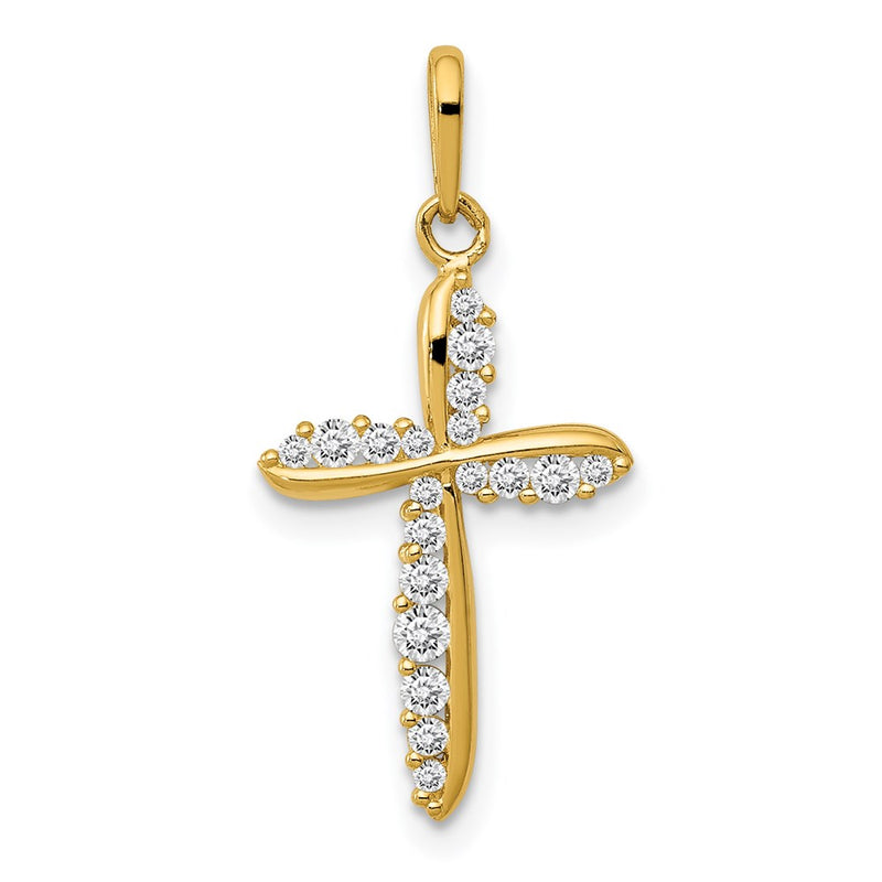 14k Yellow Gold 14k Polished CZ Cross Charm