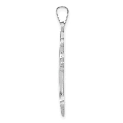 14k White Gold 14k White Gold Polished Fleur de Lis Cross Pendant