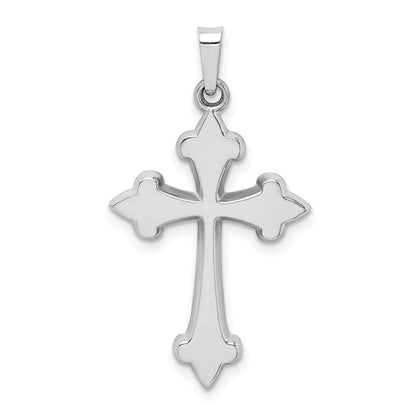 14k White Gold 14k White Gold Polished Fleur de Lis Cross Pendant