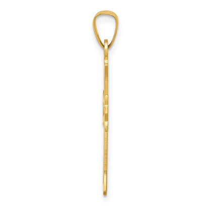 14k Yellow Gold 14k Polished Cut-out Fleur de Lis Cross Pendant