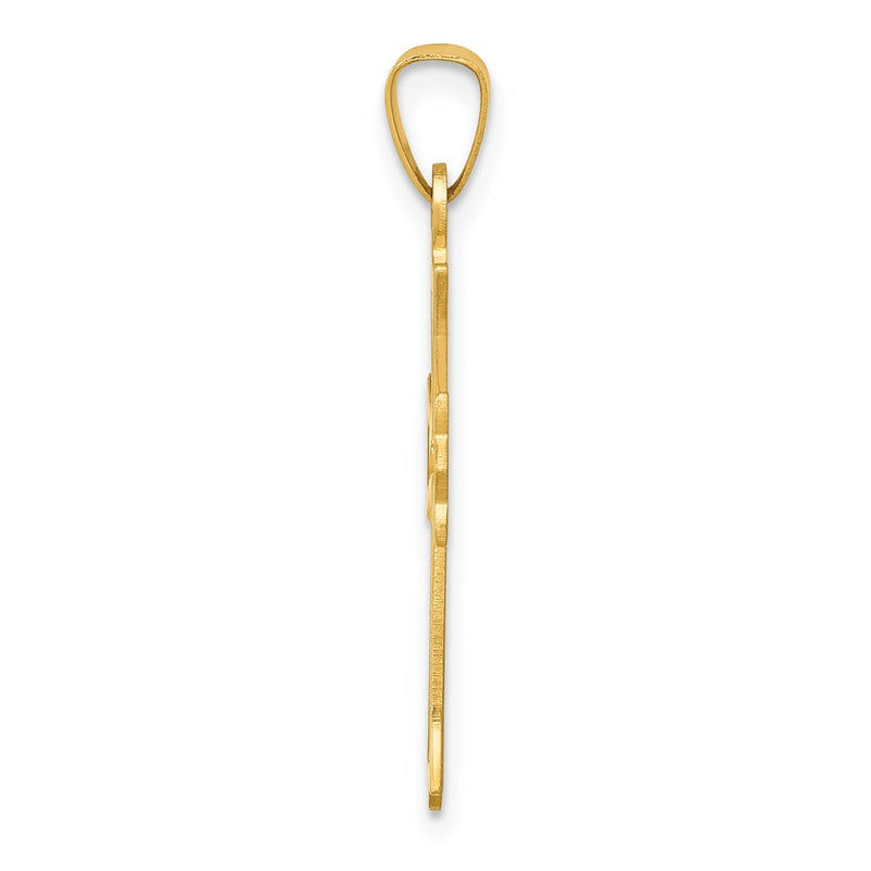 14k Yellow Gold 14k Polished Cut-out Fleur de Lis Cross Pendant