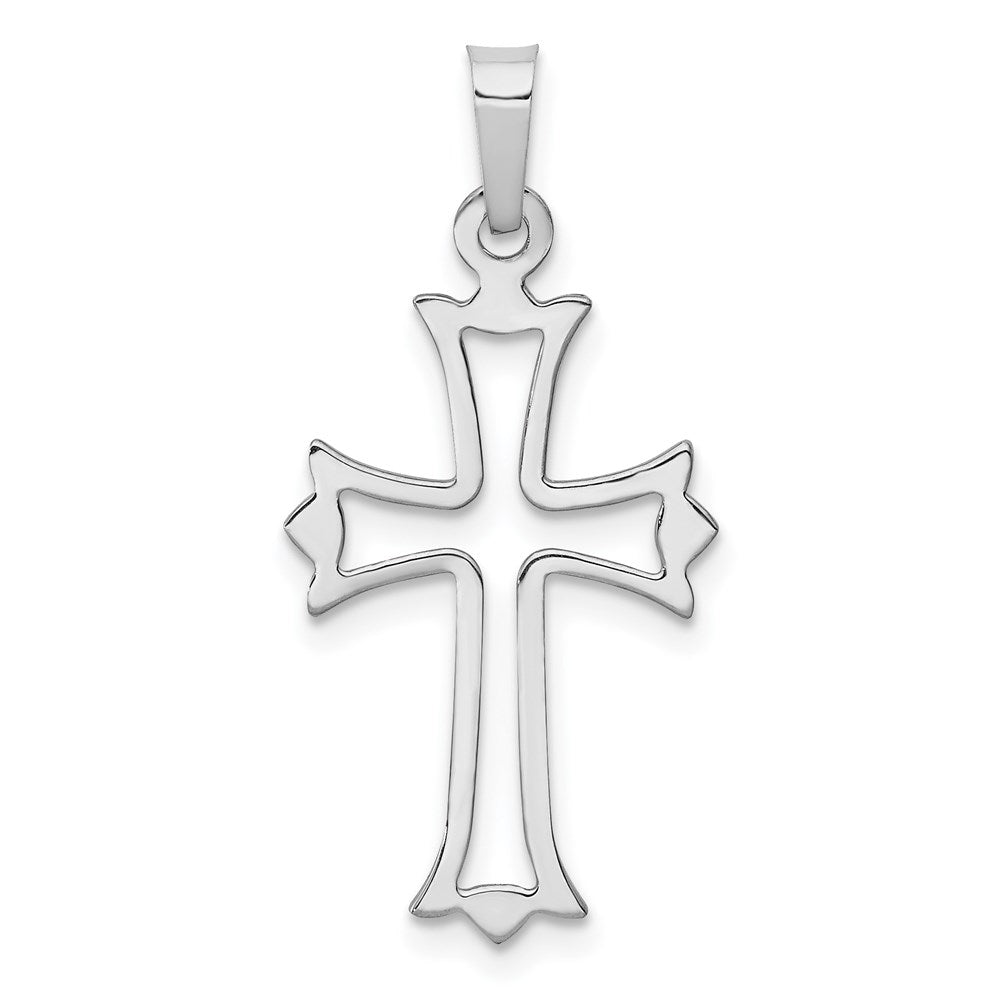 14k White Gold 14k White Gold Polished Cut out Fleur de Lis Cross Pendant