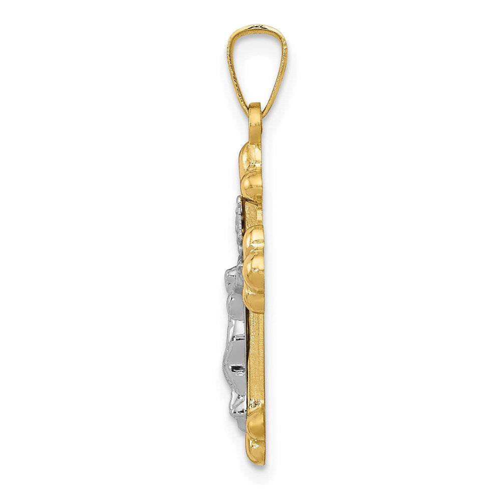 14k Two-tone 14k Two-tone Polished Budded INRI Crucifix Pendant