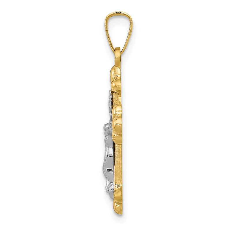 14k Two-tone 14k Two-tone Polished Budded INRI Crucifix Pendant