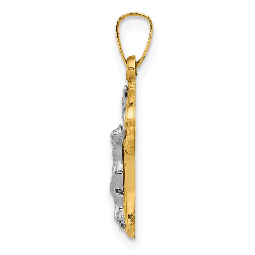 14k Two-tone 14k Two-tone Polished and Textured INRI Crucifix Pendant