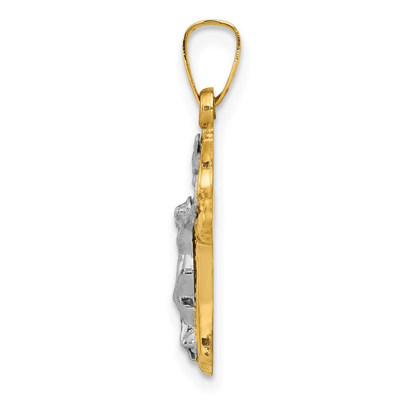 14k Two-tone 14k Two-tone Polished and Textured INRI Crucifix Pendant