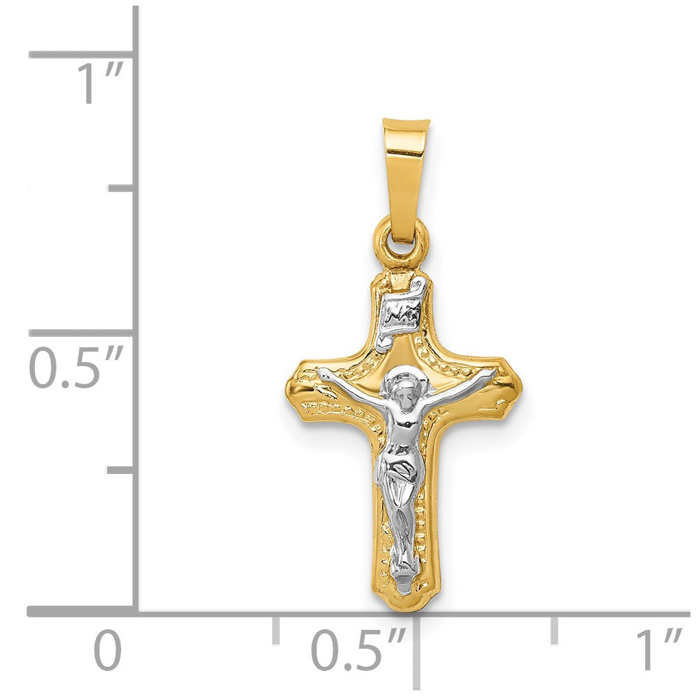 14k Two-tone 14k Two-tone Polished and Textured INRI Crucifix Pendant