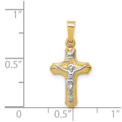 14k Two-tone 14k Two-tone Polished and Textured INRI Crucifix Pendant