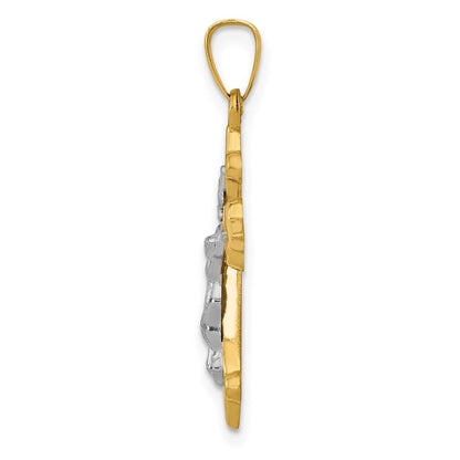 14k Two-tone 14k Two-tone Polished Fleur de Lis INRI Crucifix Pendant