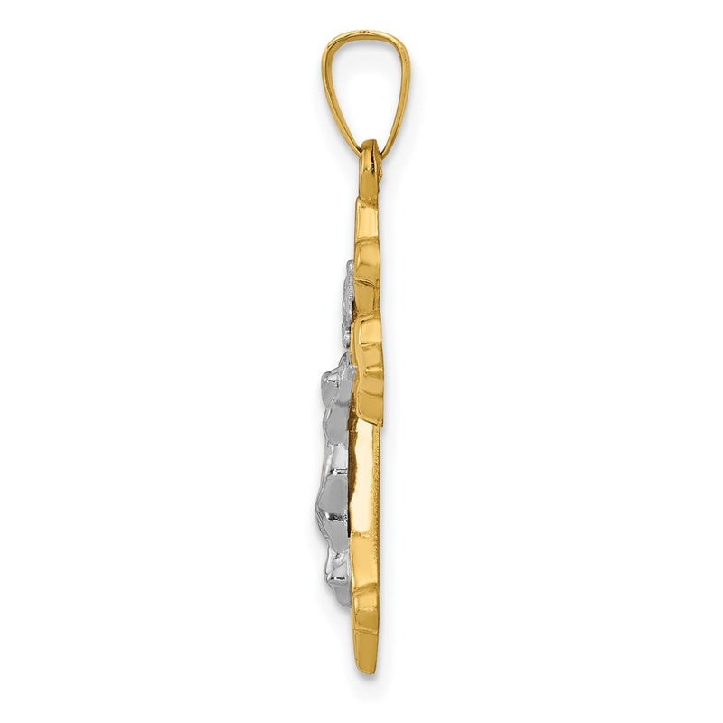 14k Two-tone 14k Two-tone Polished Fleur de Lis INRI Crucifix Pendant
